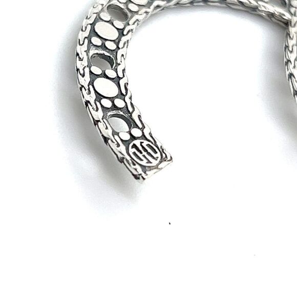 John Hardy Estate Dot Flat Hoop Earrings 1.95" Sterling Silver JH58 - Picture 4 of 7